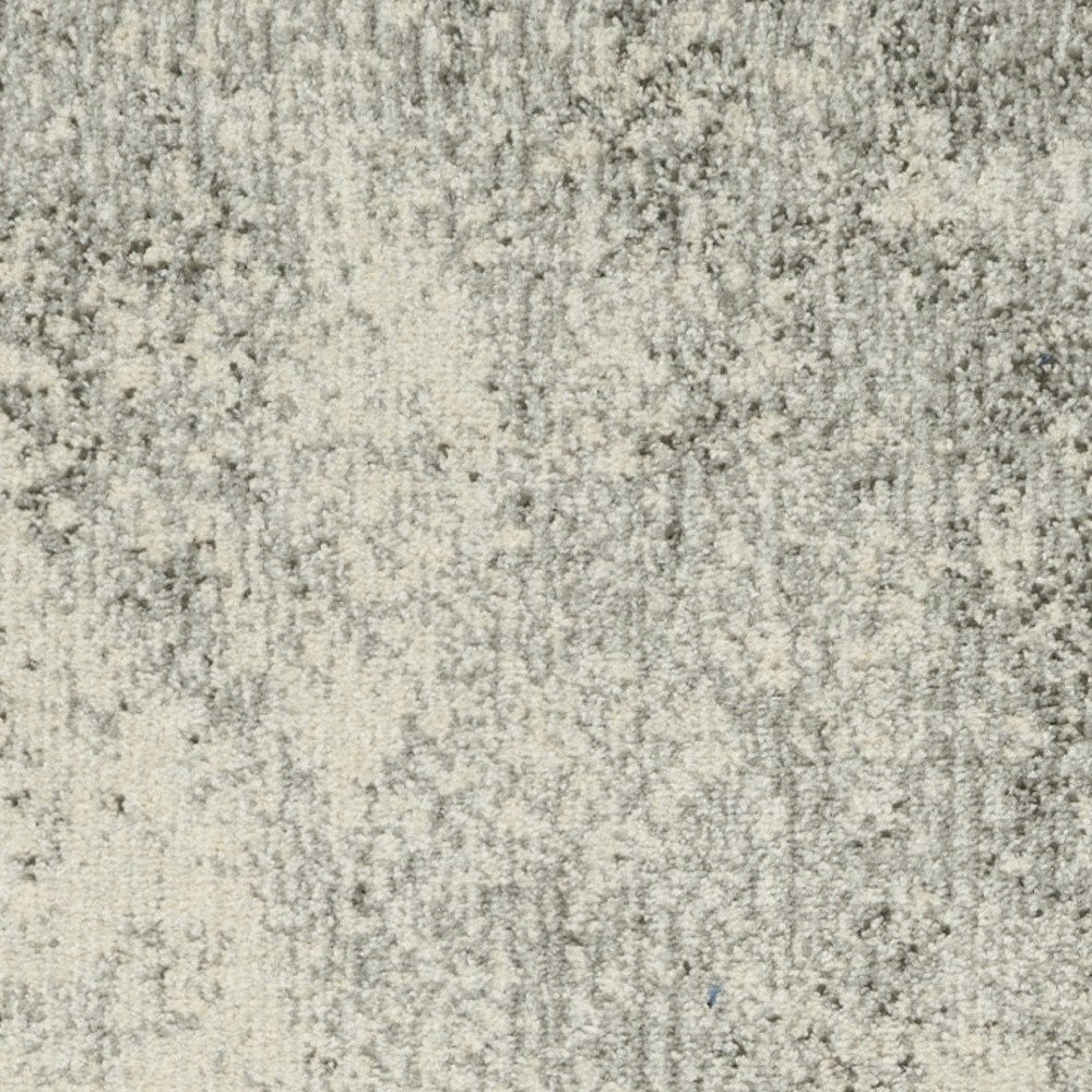 6' Gray And Ivory Abstract Runner Rug