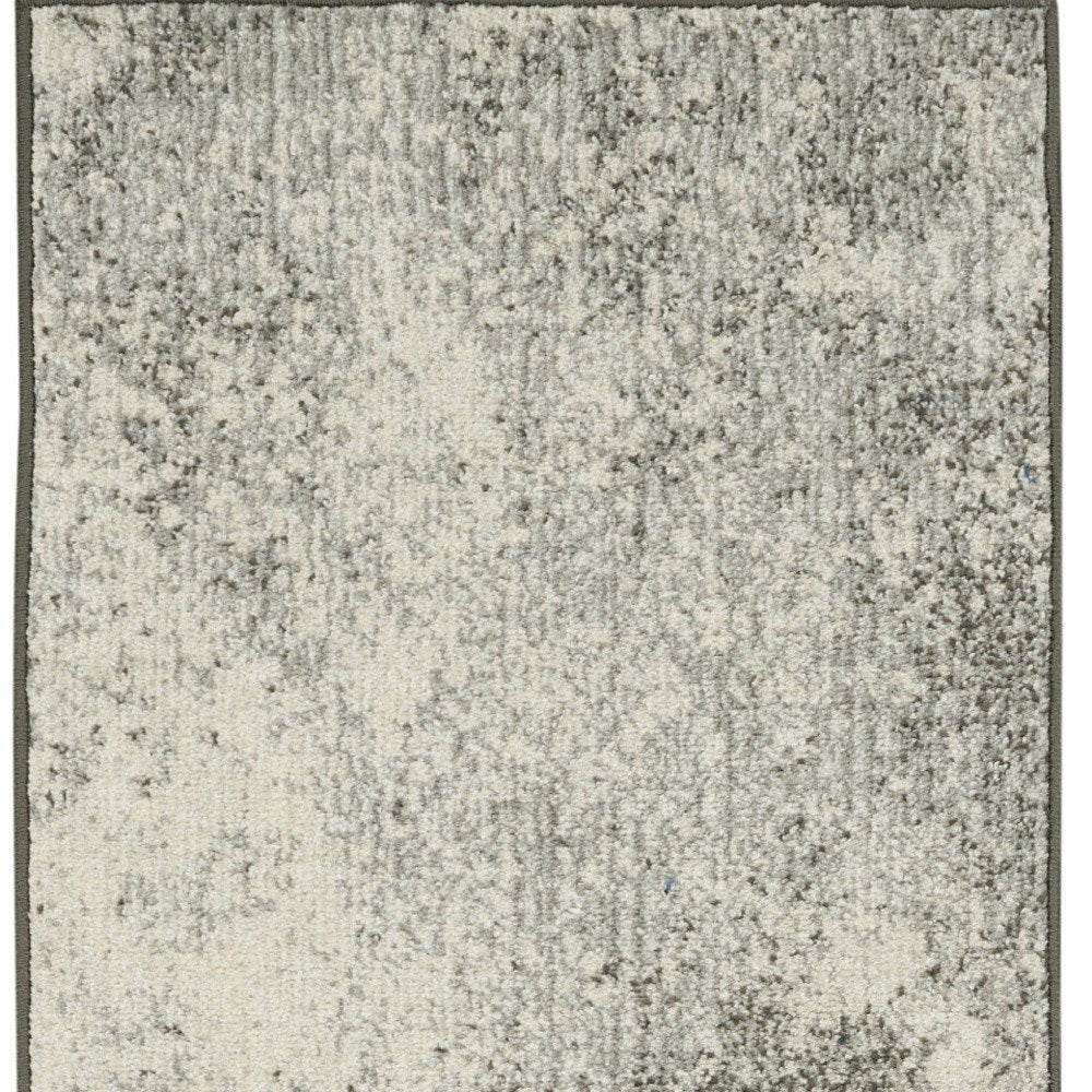 6' Gray And Ivory Abstract Runner Rug