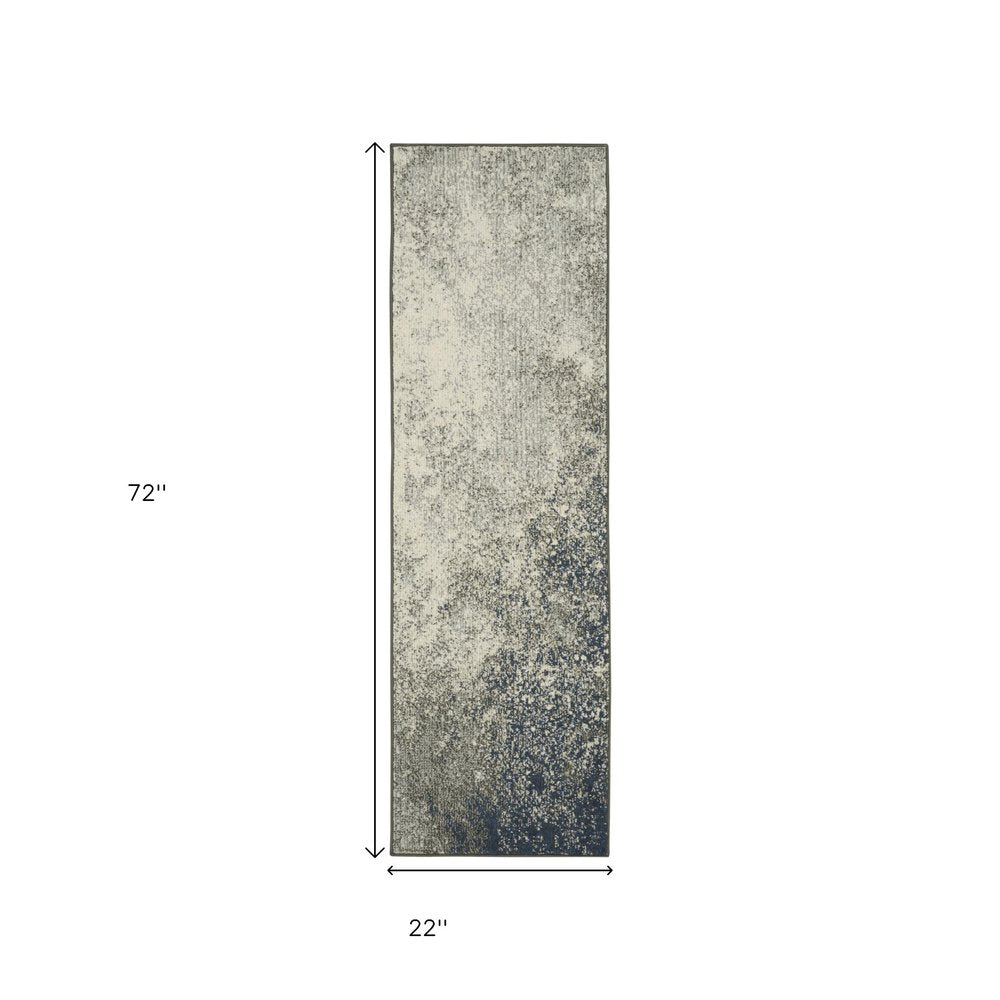 6' Gray And Ivory Abstract Runner Rug