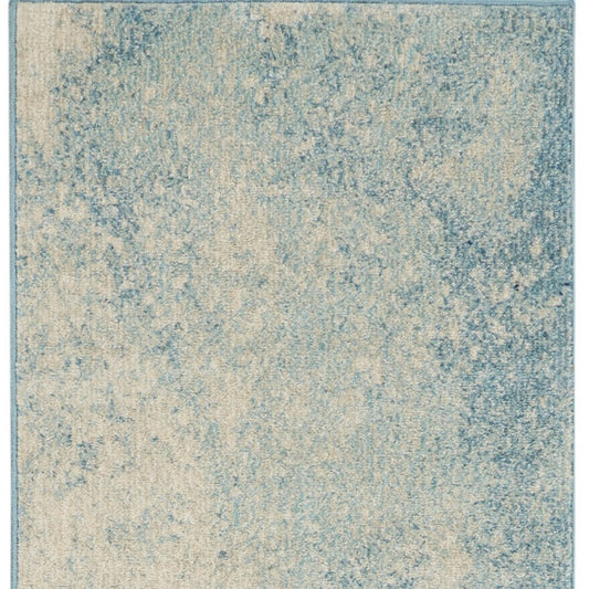 5' Blue And Ivory Abstract Round Rug