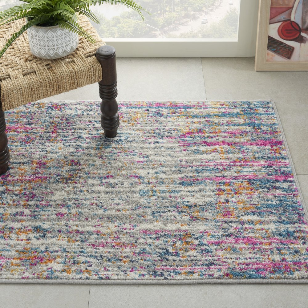 5' X 7' Ivory And Blue Abstract Area Rug