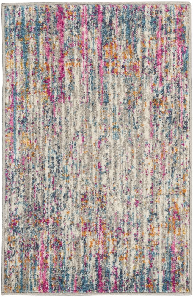 5' X 7' Ivory And Blue Abstract Area Rug