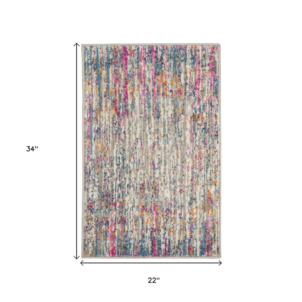 5' X 7' Ivory And Blue Abstract Area Rug