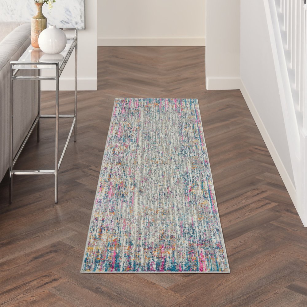 5' X 7' Ivory And Blue Abstract Area Rug