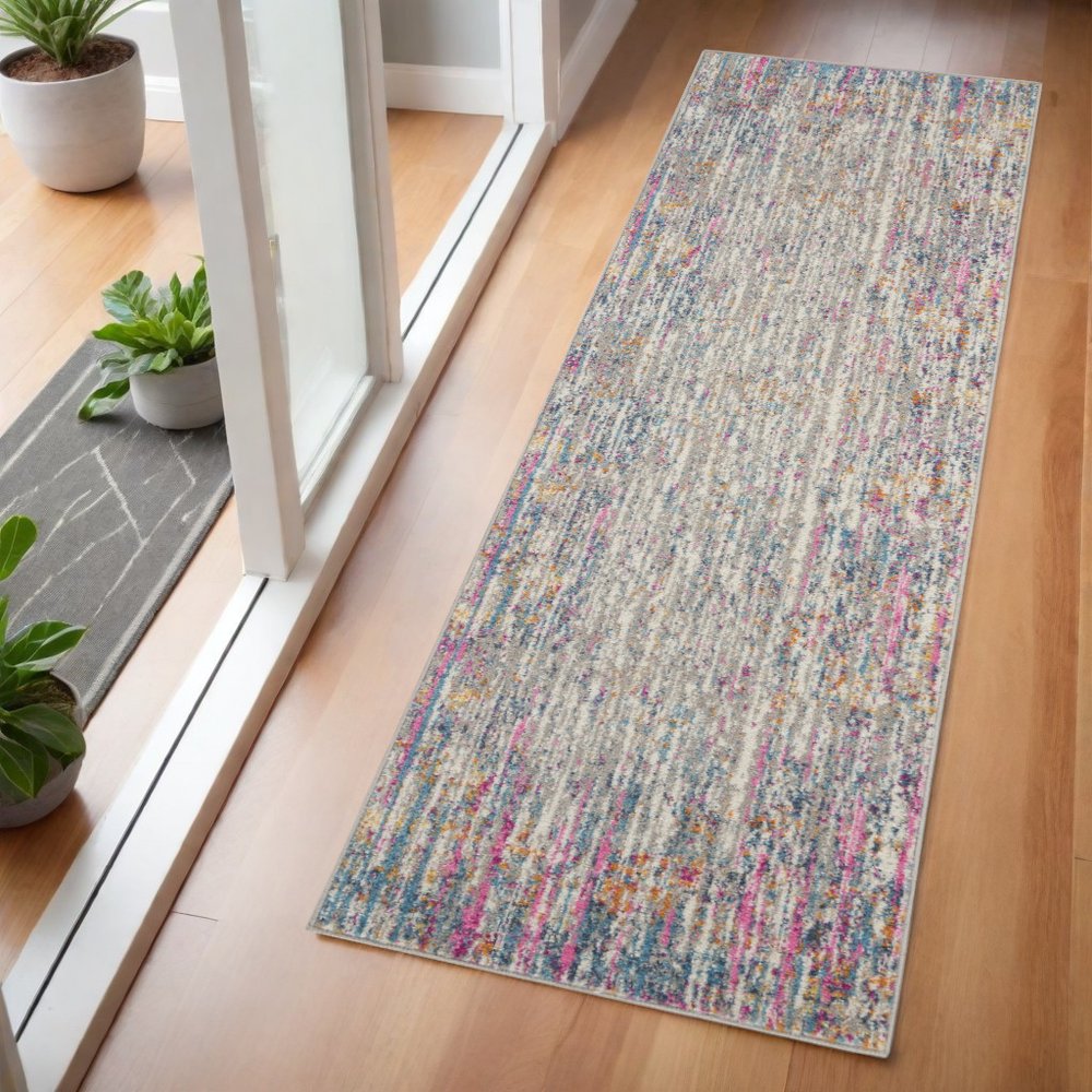 5' X 7' Ivory And Blue Abstract Area Rug