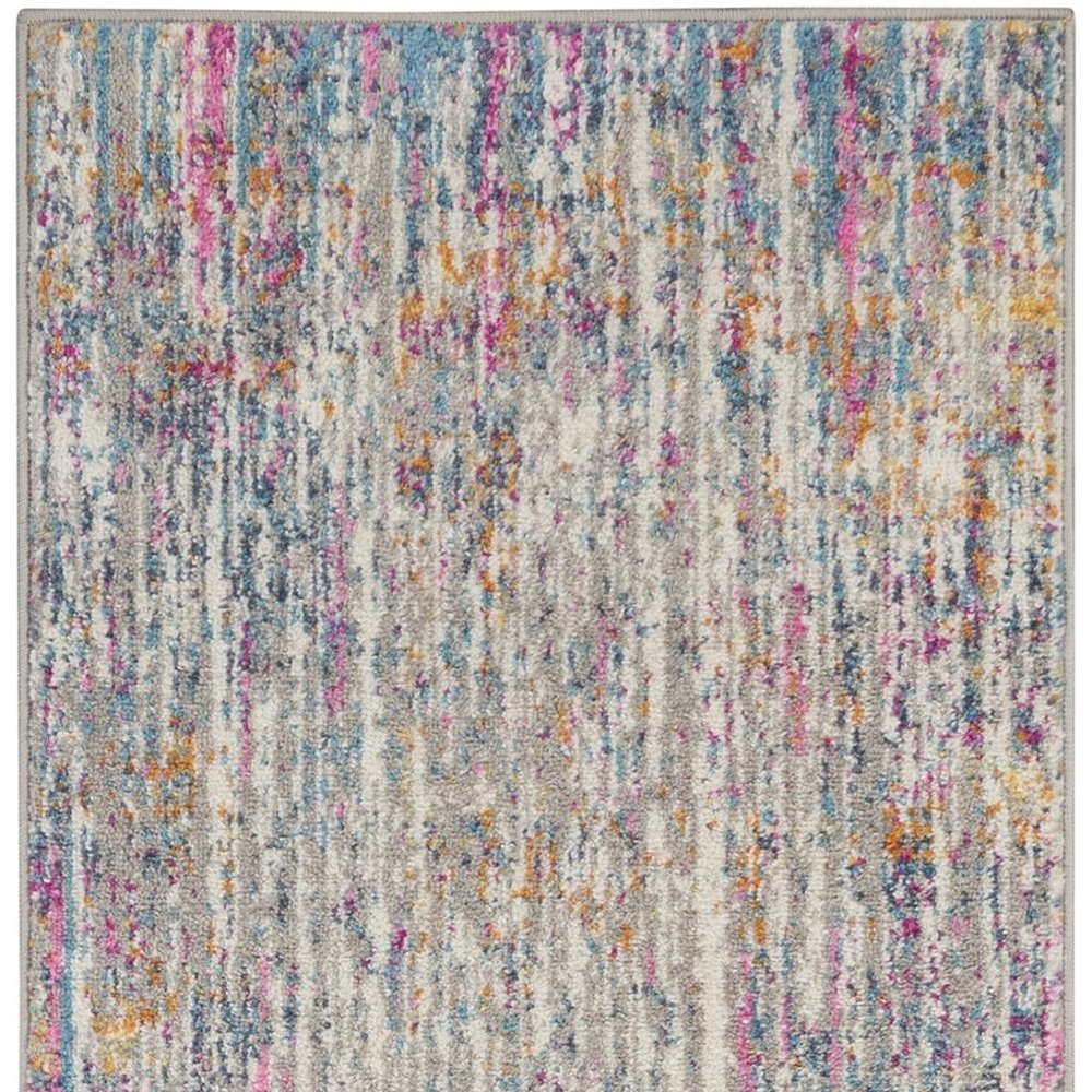 5' X 7' Ivory And Blue Abstract Area Rug