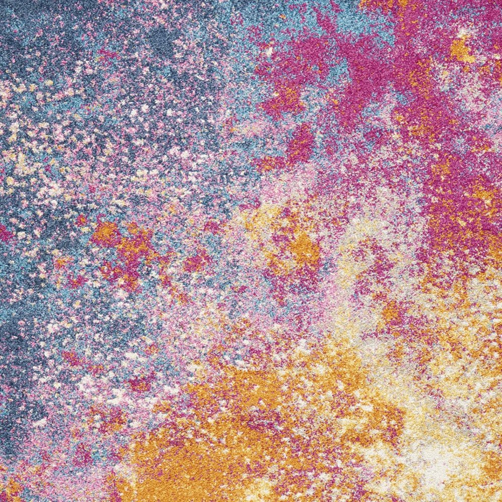 4' X 6' Blue And Orange Abstract Area Rug