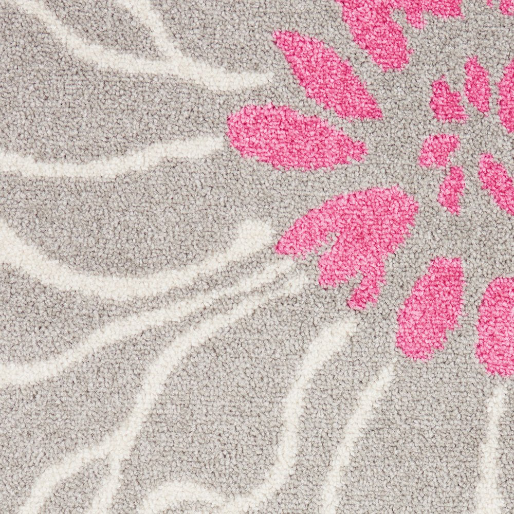8' X 10' Gray And Pink Floral Area Rug
