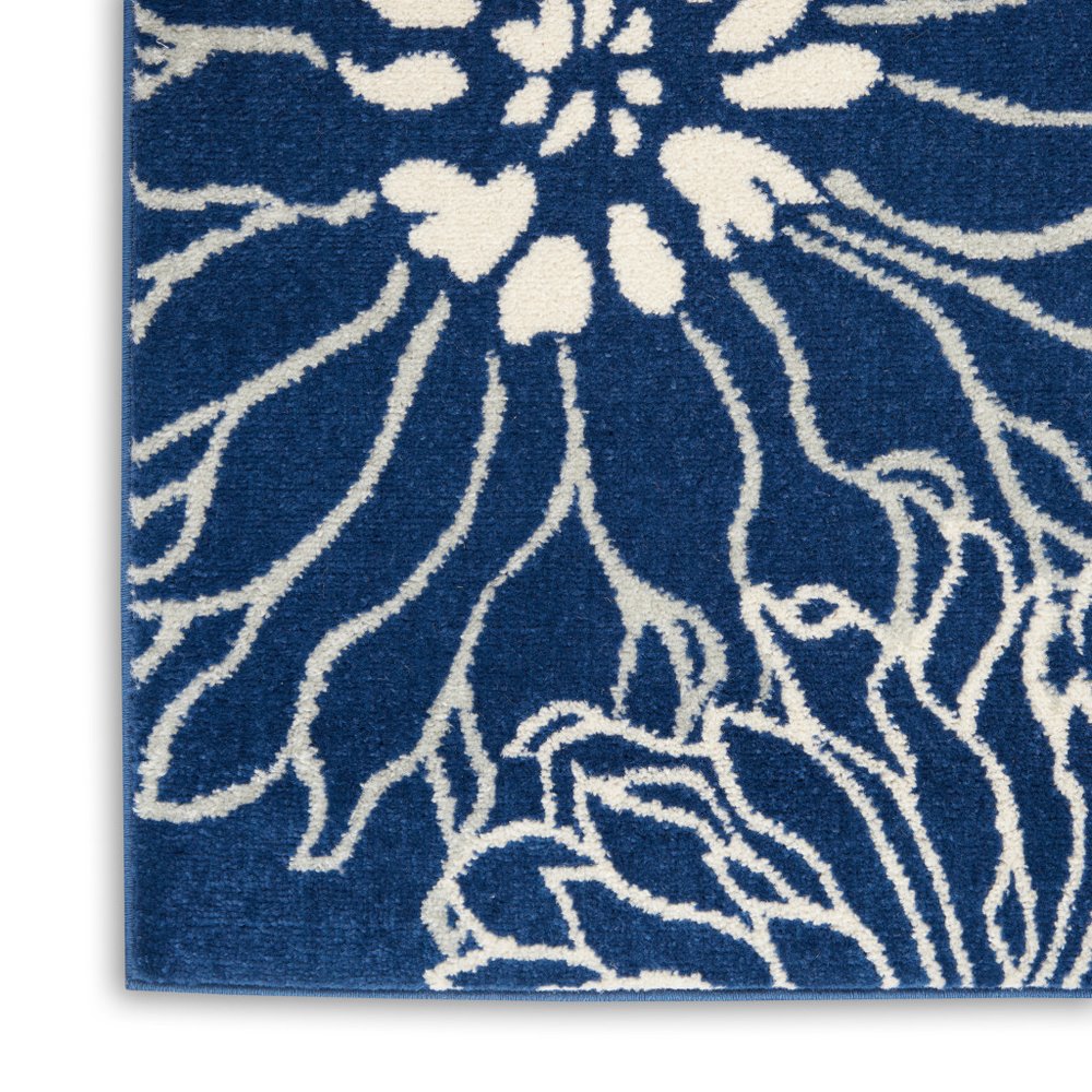 2' X 3' Blue And Ivory Floral Area Rug