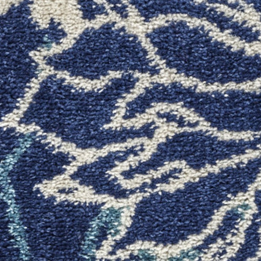 2' X 3' Blue And Ivory Floral Area Rug