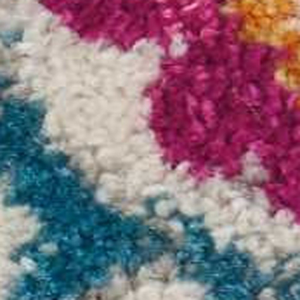 8' Ivory And Blue Floral Runner Rug