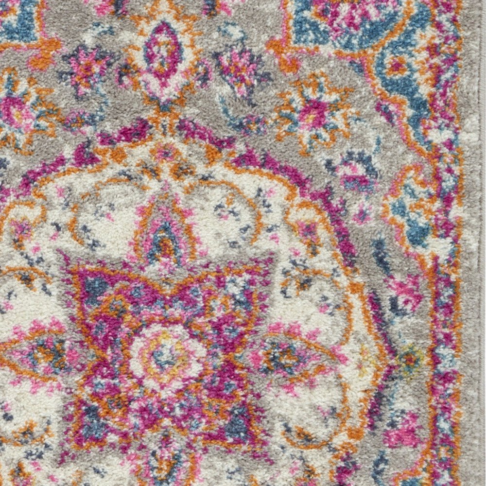 2' X 3' Gray And Ivory Medallion Area Rug