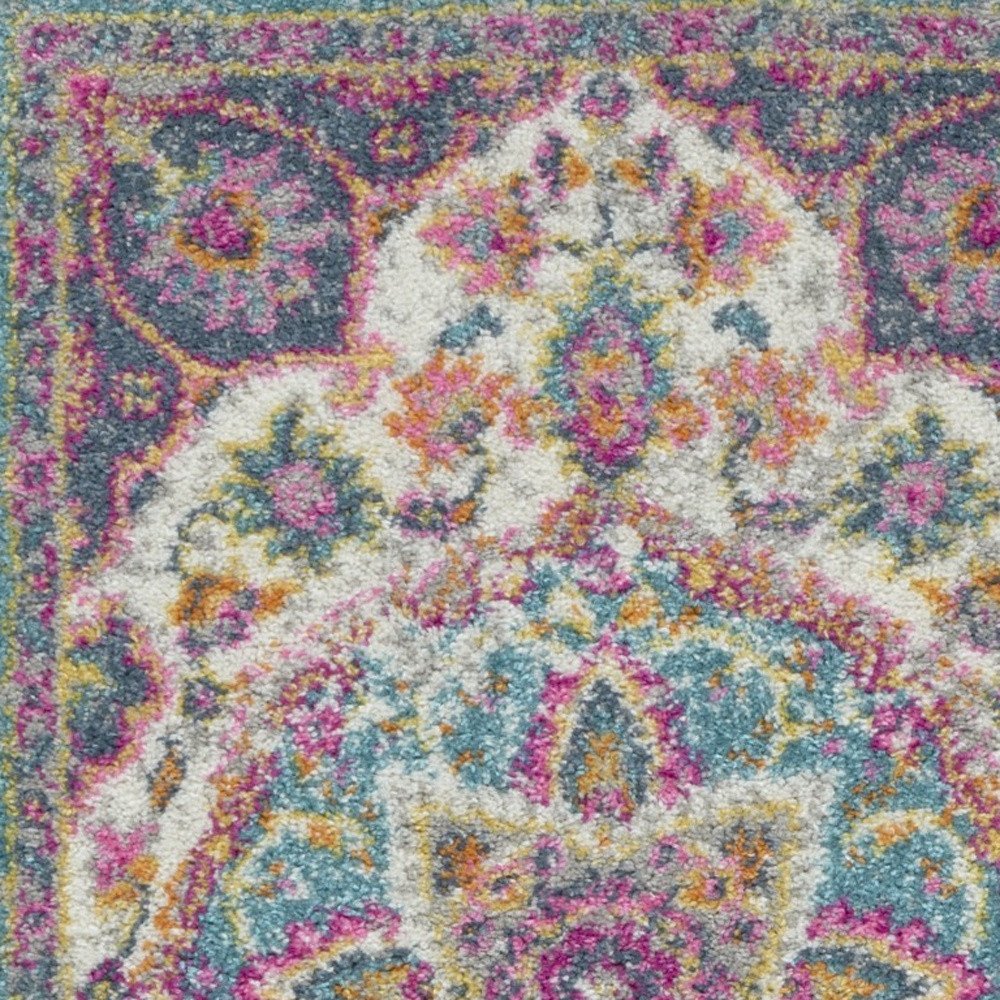 7' X 10' Ivory And Blue Medallion Area Rug