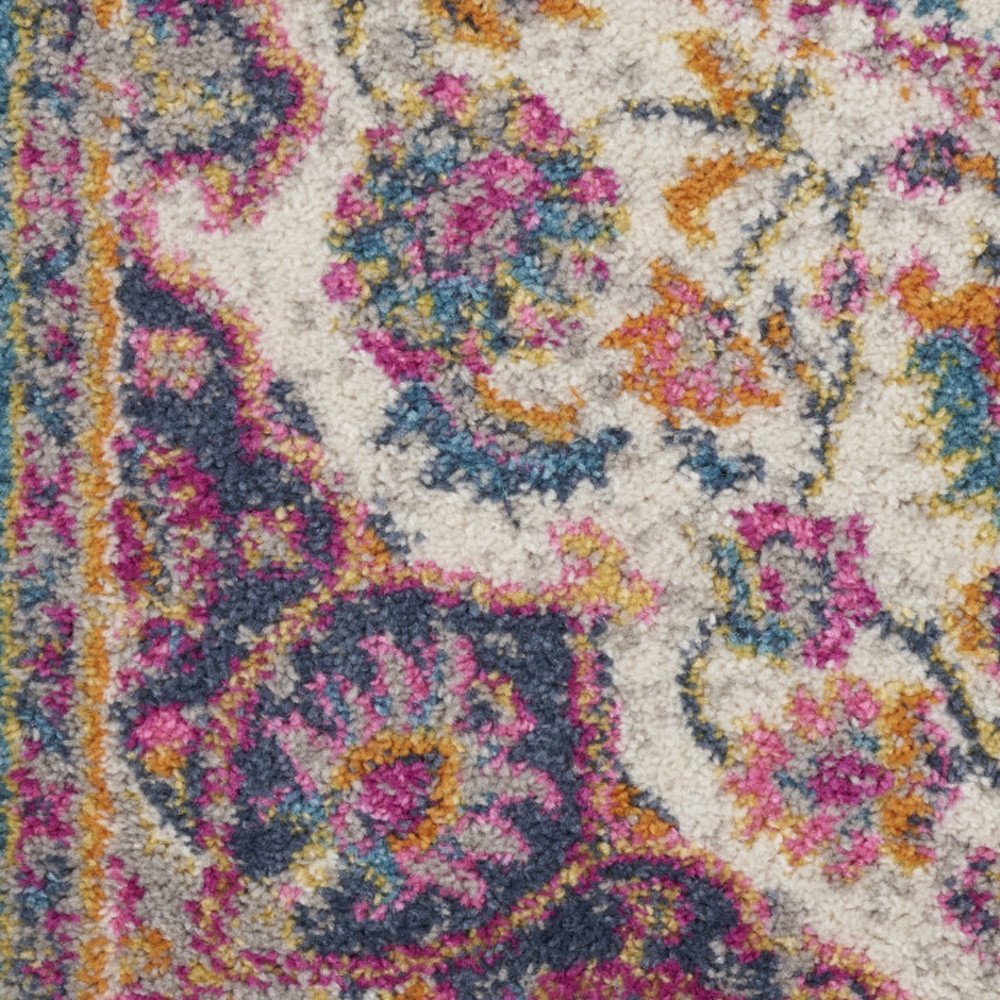 7' X 10' Ivory And Blue Medallion Area Rug