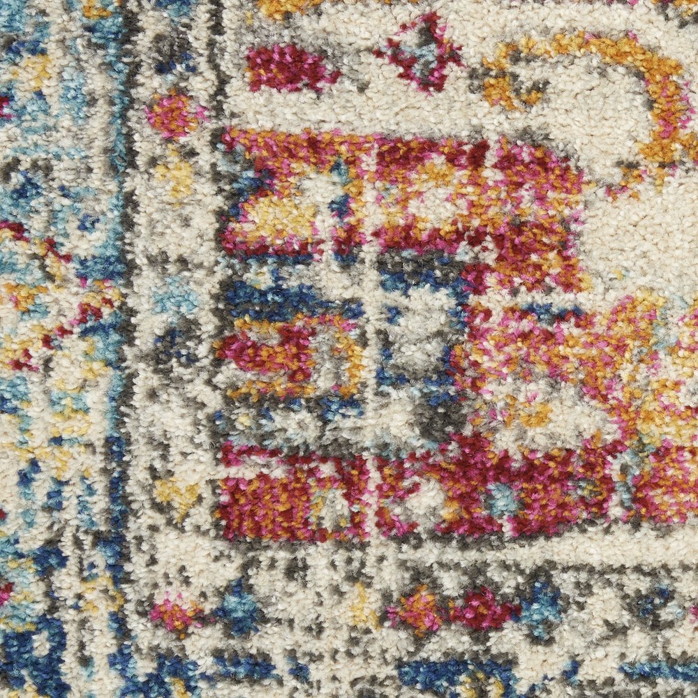 7' X 10' Ivory And Blue Oriental Distressed Area Rug