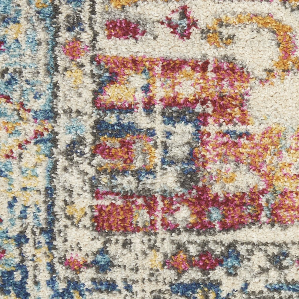 7' X 10' Ivory And Blue Oriental Distressed Area Rug