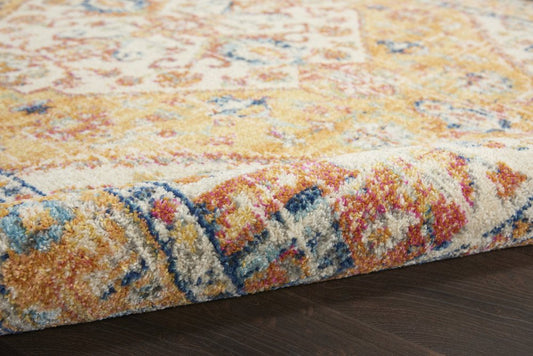 5' X 7' Yellow And Ivory Floral Medallion Area Rug