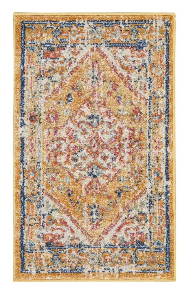 5' X 7' Yellow And Ivory Floral Medallion Area Rug