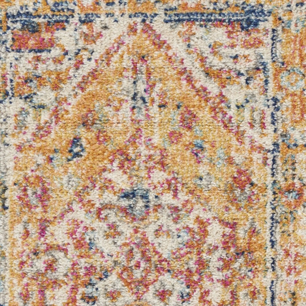 5' X 7' Yellow And Ivory Floral Medallion Area Rug