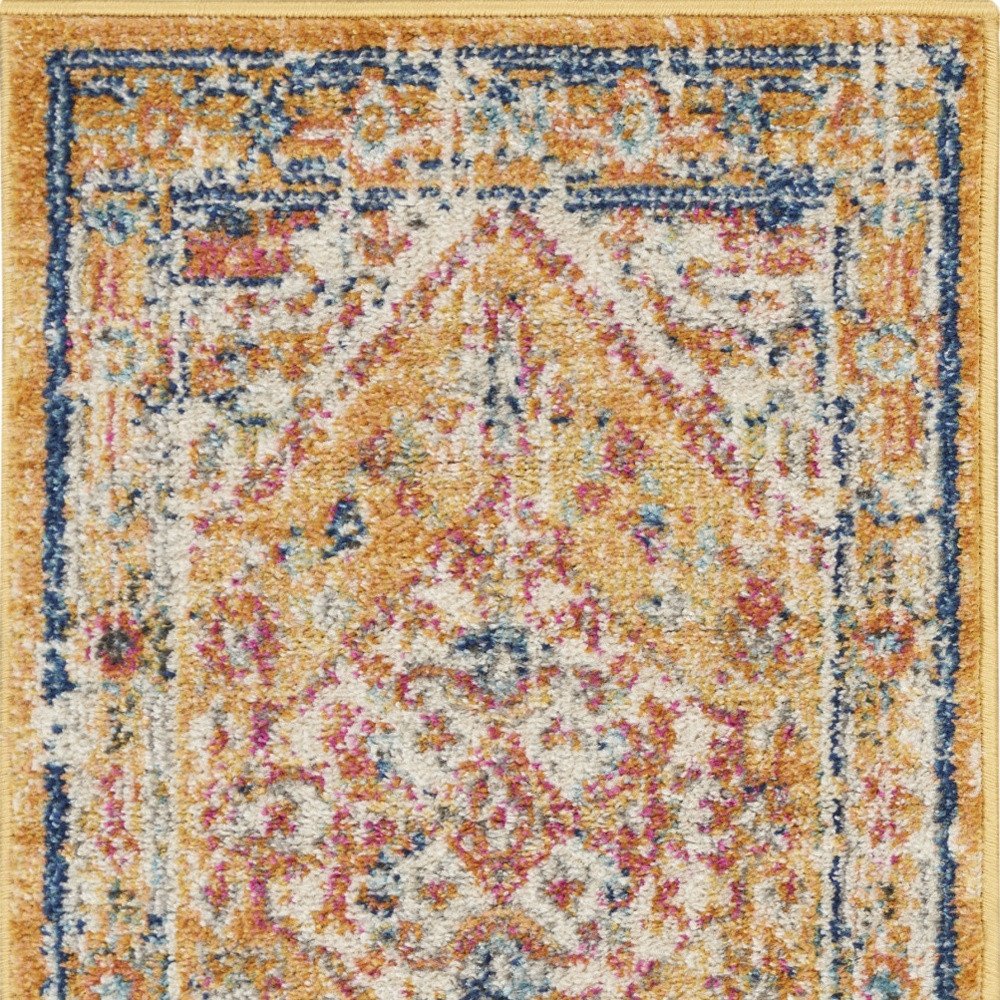 5' X 7' Yellow And Ivory Floral Medallion Area Rug