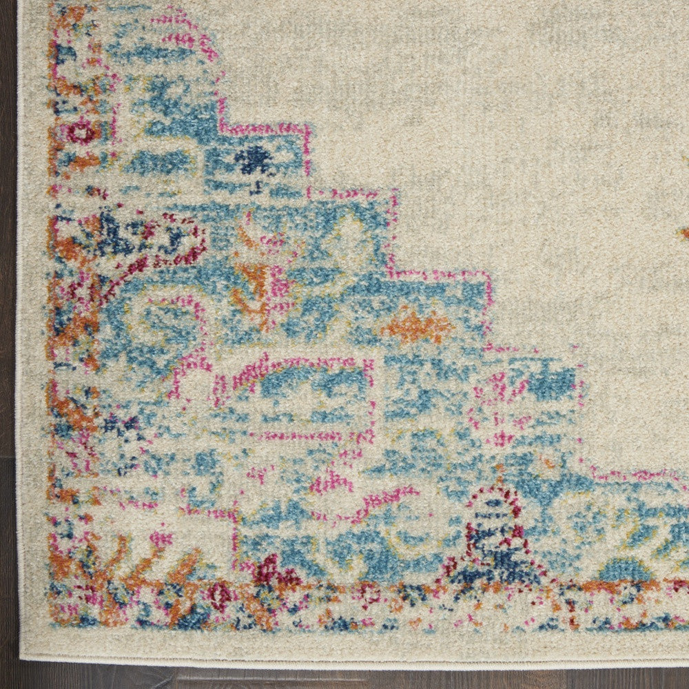 2' X 3' Gray And Ivory Medallion Distressed Area Rug