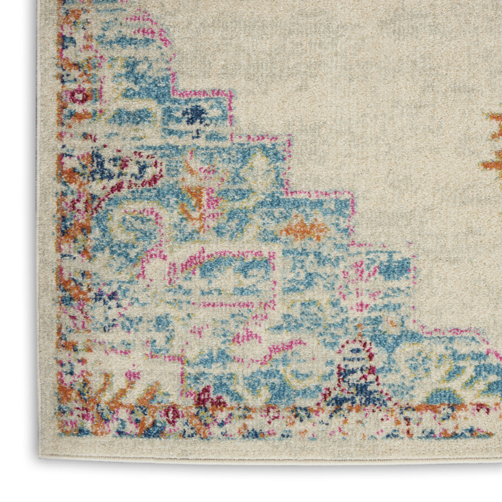 2' X 3' Gray And Ivory Medallion Distressed Area Rug