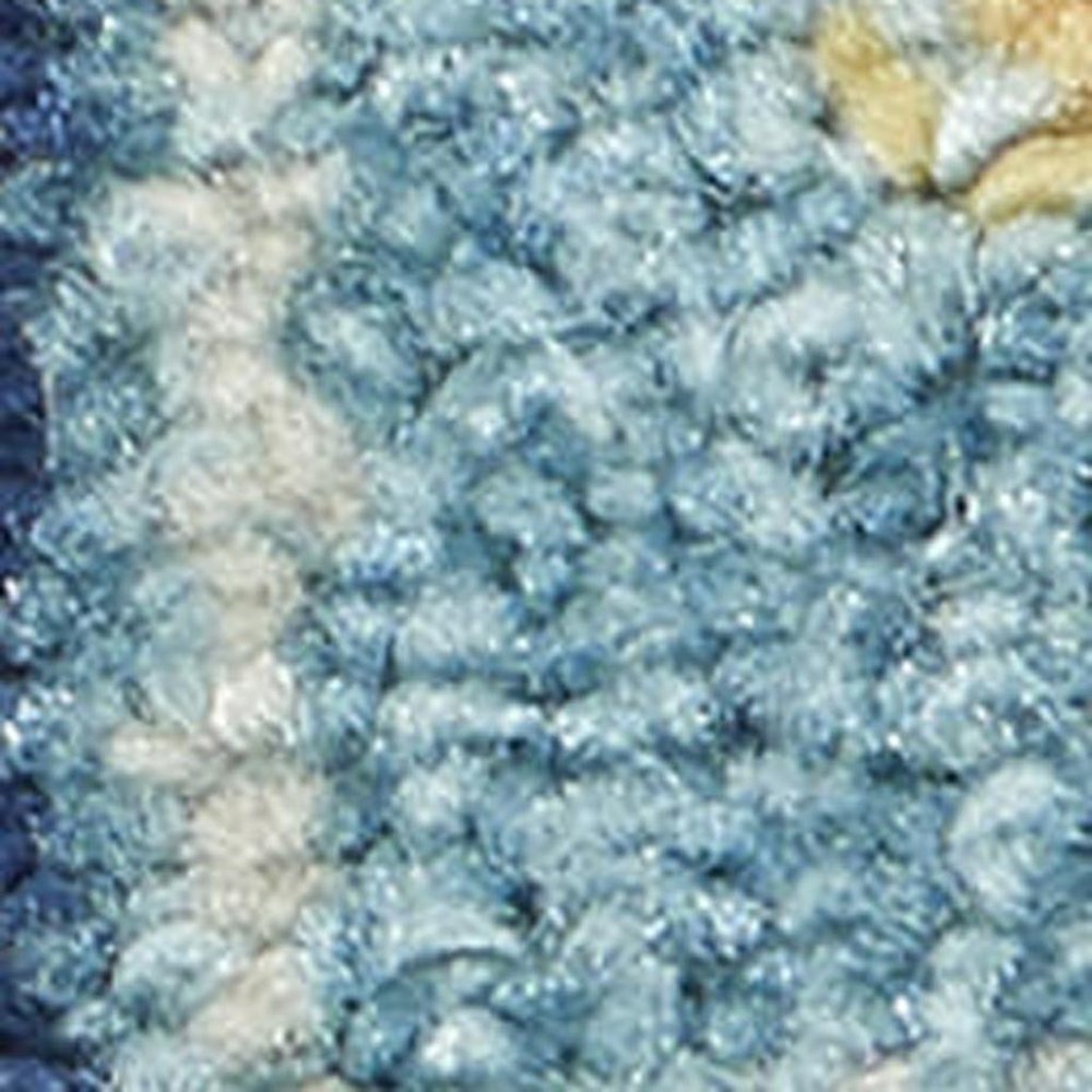 6' Ivory And Blue Oriental Distressed Runner Rug