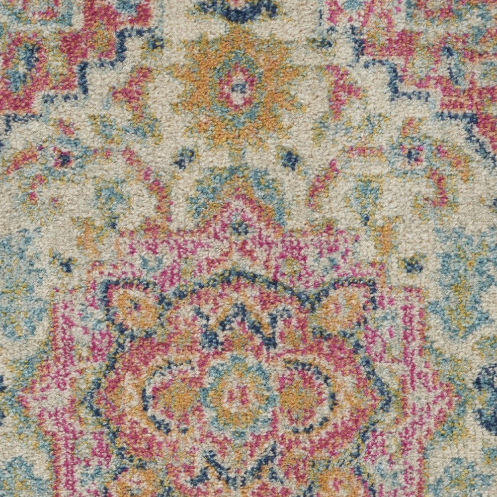 5' X 7' Pink And Ivory Southwestern Distressed Area Rug