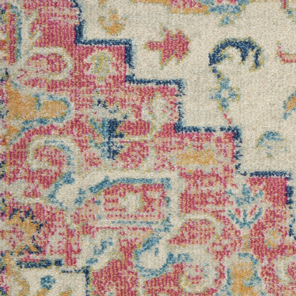 5' X 7' Pink And Ivory Southwestern Distressed Area Rug