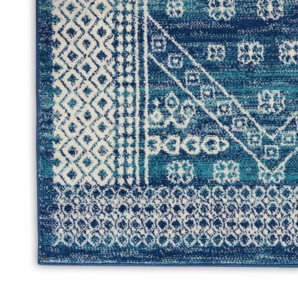 8' X 10' Navy Blue And Ivory Tribal Area Rug