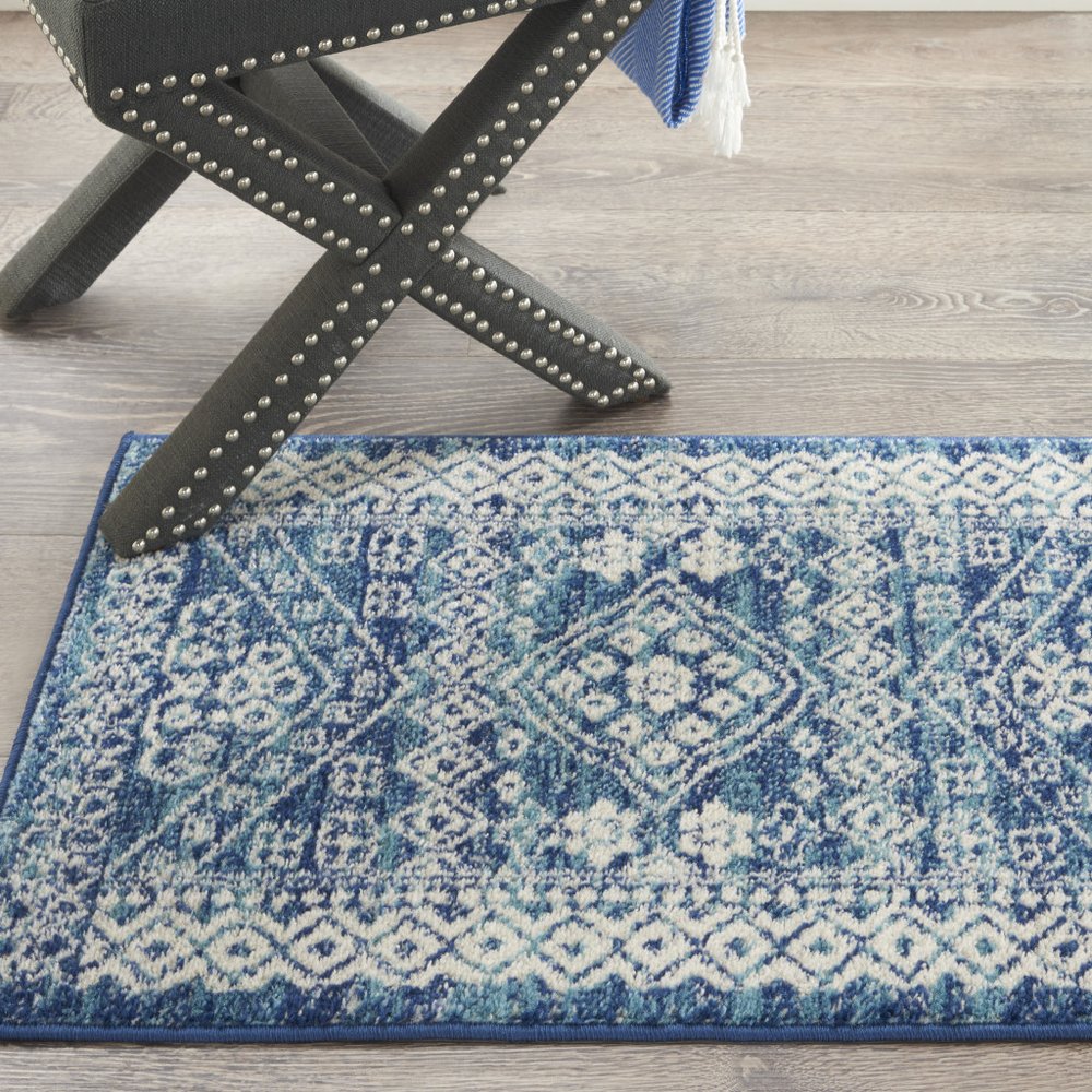 8' X 10' Navy Blue And Ivory Tribal Area Rug