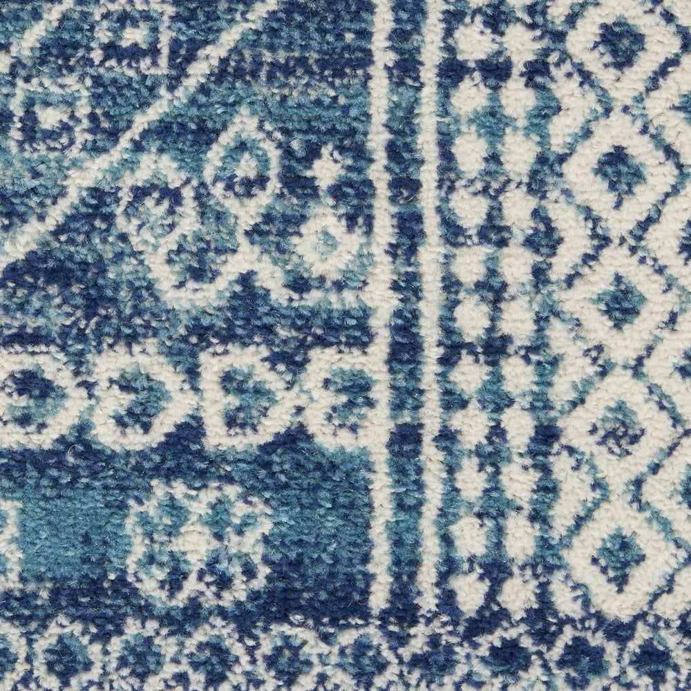 8' X 10' Navy Blue And Ivory Tribal Area Rug