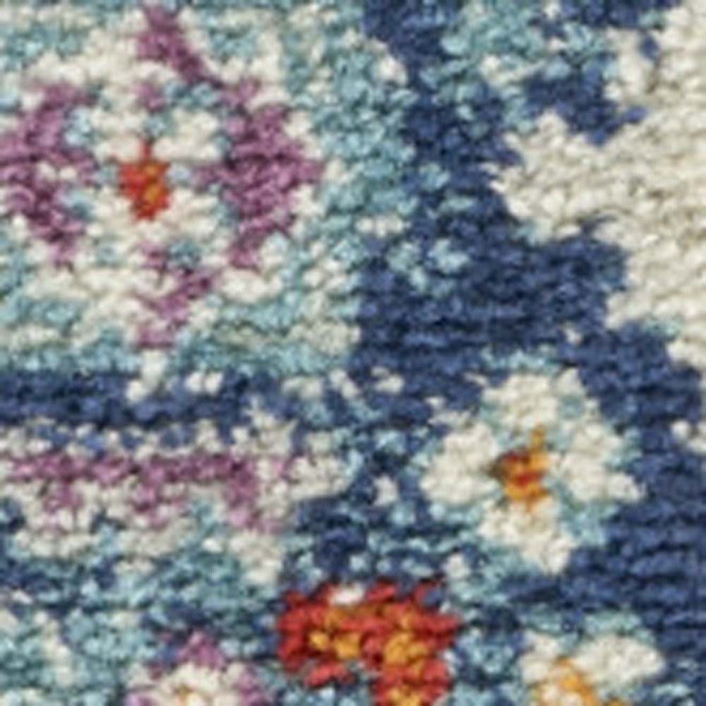 2' X 3' Blue And Ivory Medallion Area Rug