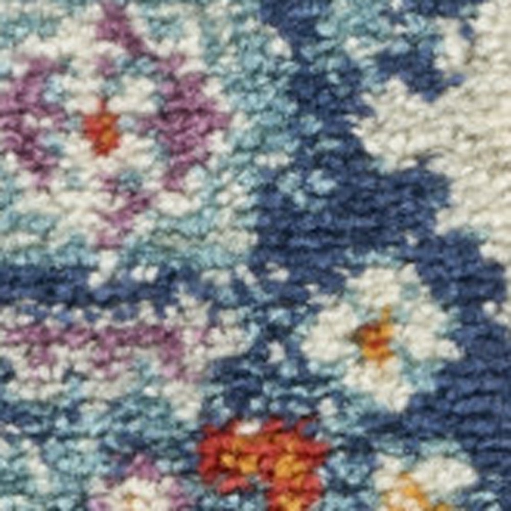 2' X 3' Blue And Ivory Medallion Area Rug