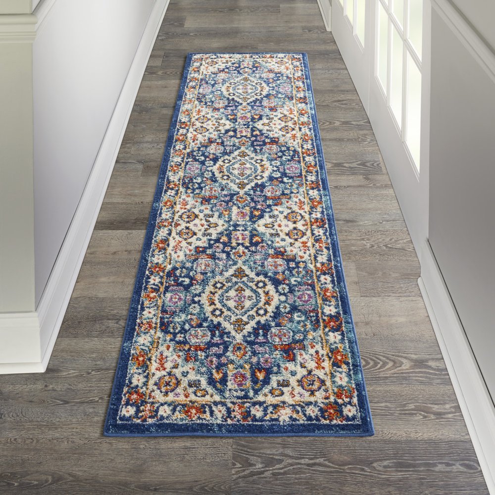2' X 3' Blue And Ivory Medallion Area Rug