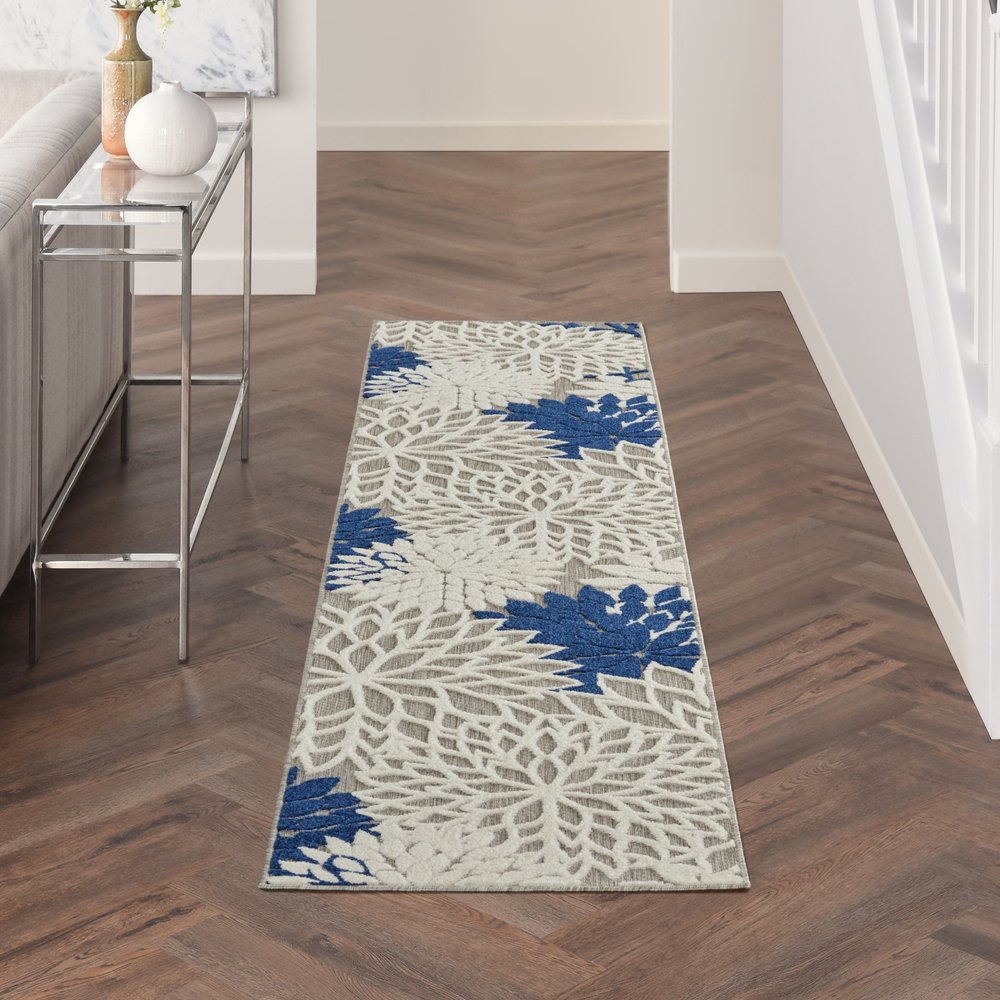 2' X 3' Blue And Ivory Medallion Area Rug