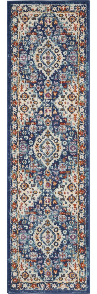 2' X 3' Blue And Ivory Medallion Area Rug