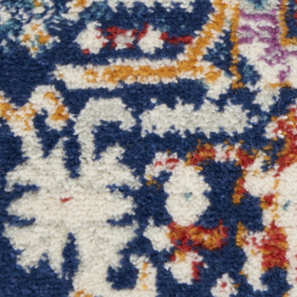 2' X 3' Blue And Ivory Medallion Area Rug