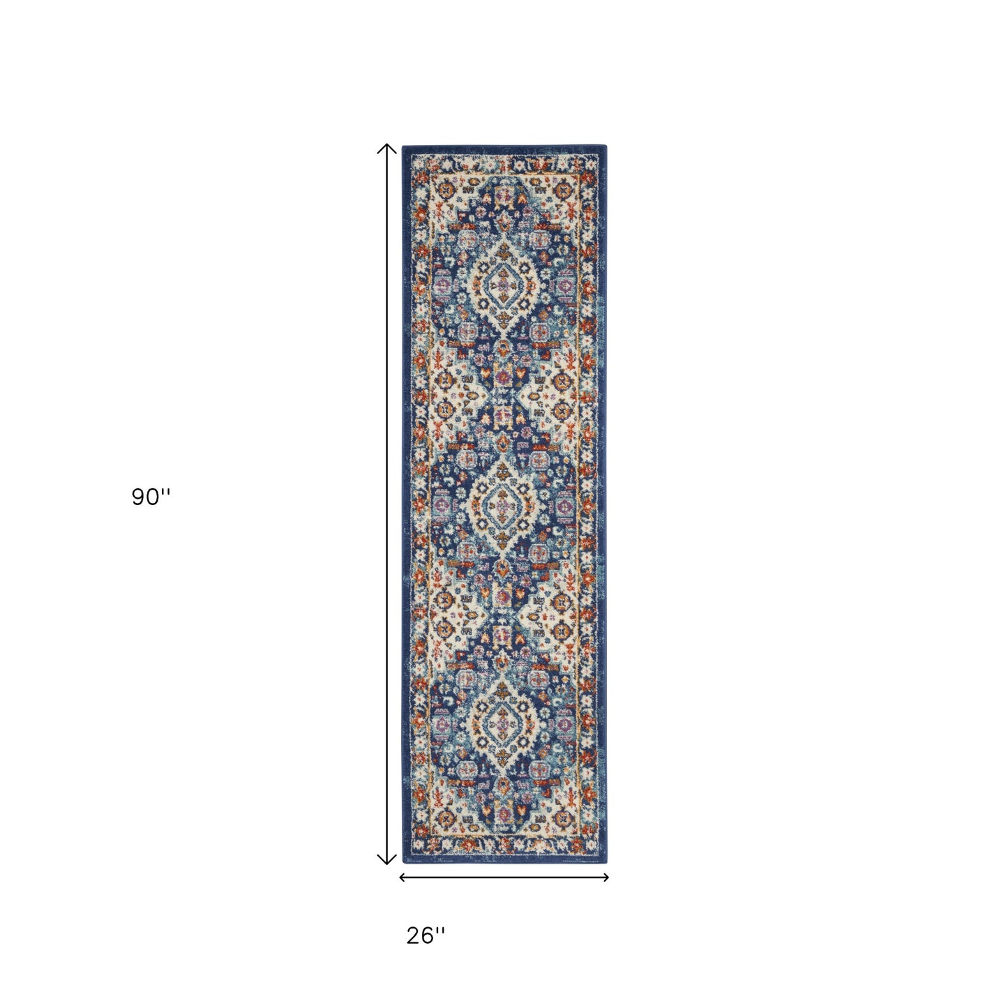 2' X 3' Blue And Ivory Medallion Area Rug