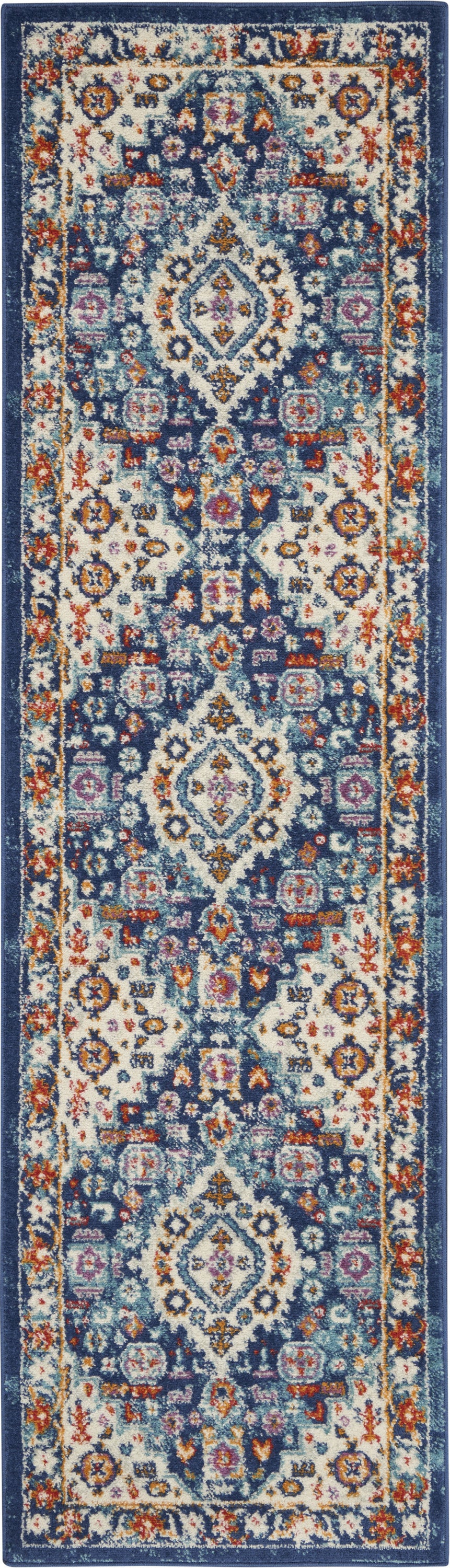 2' X 3' Blue And Ivory Medallion Area Rug