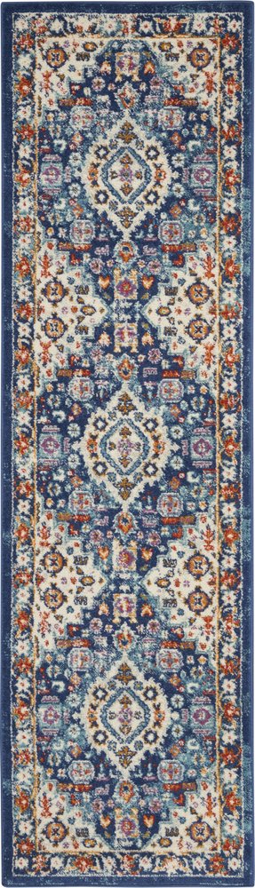 2' X 3' Blue And Ivory Medallion Area Rug