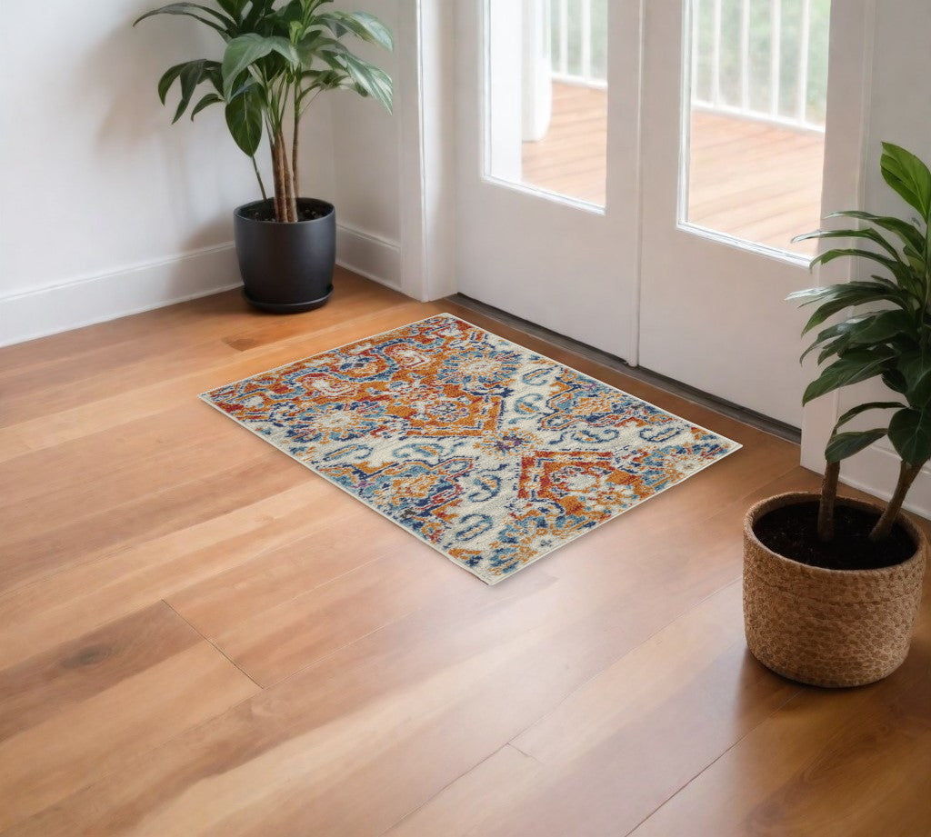 2' X 3' Gray Power Loom Area Rug