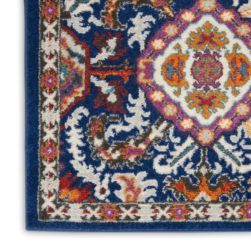 2' X 3' Blue And Ivory Oriental Area Rug