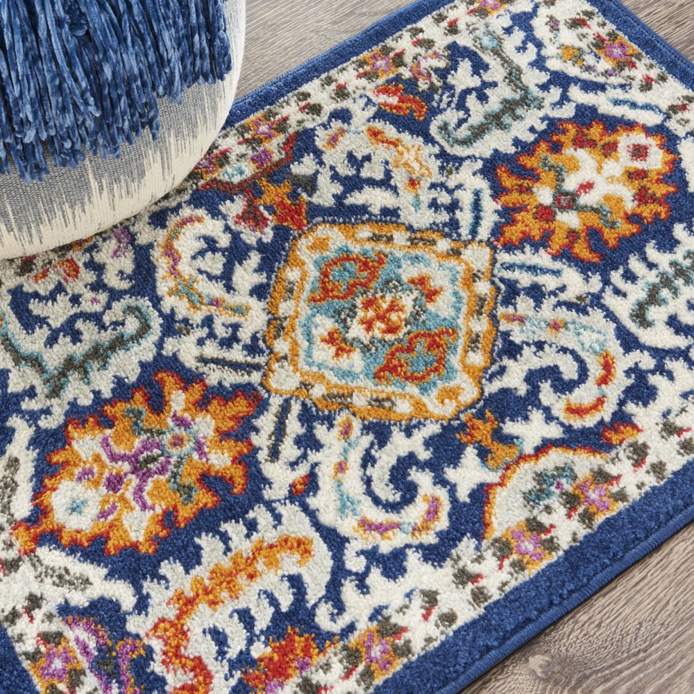 2' X 3' Blue And Ivory Oriental Area Rug