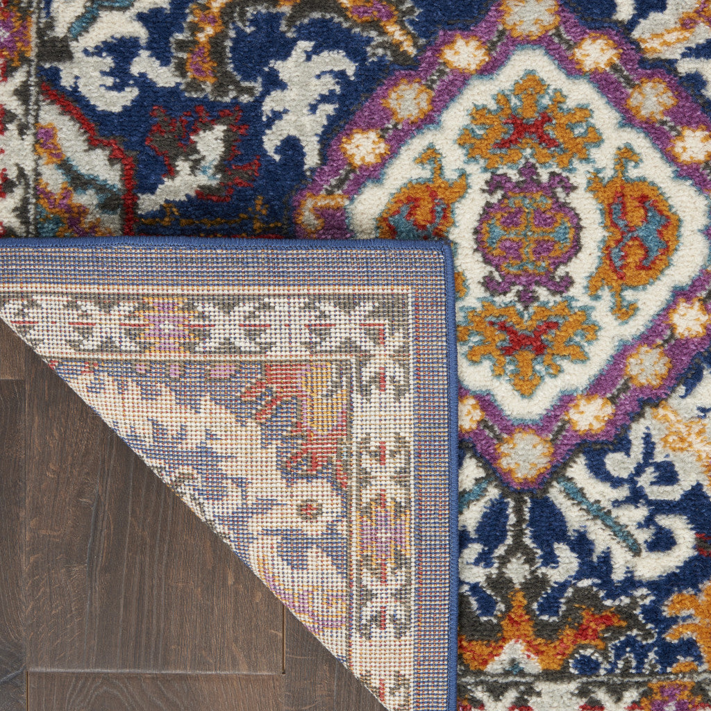 2' X 3' Blue And Ivory Oriental Area Rug