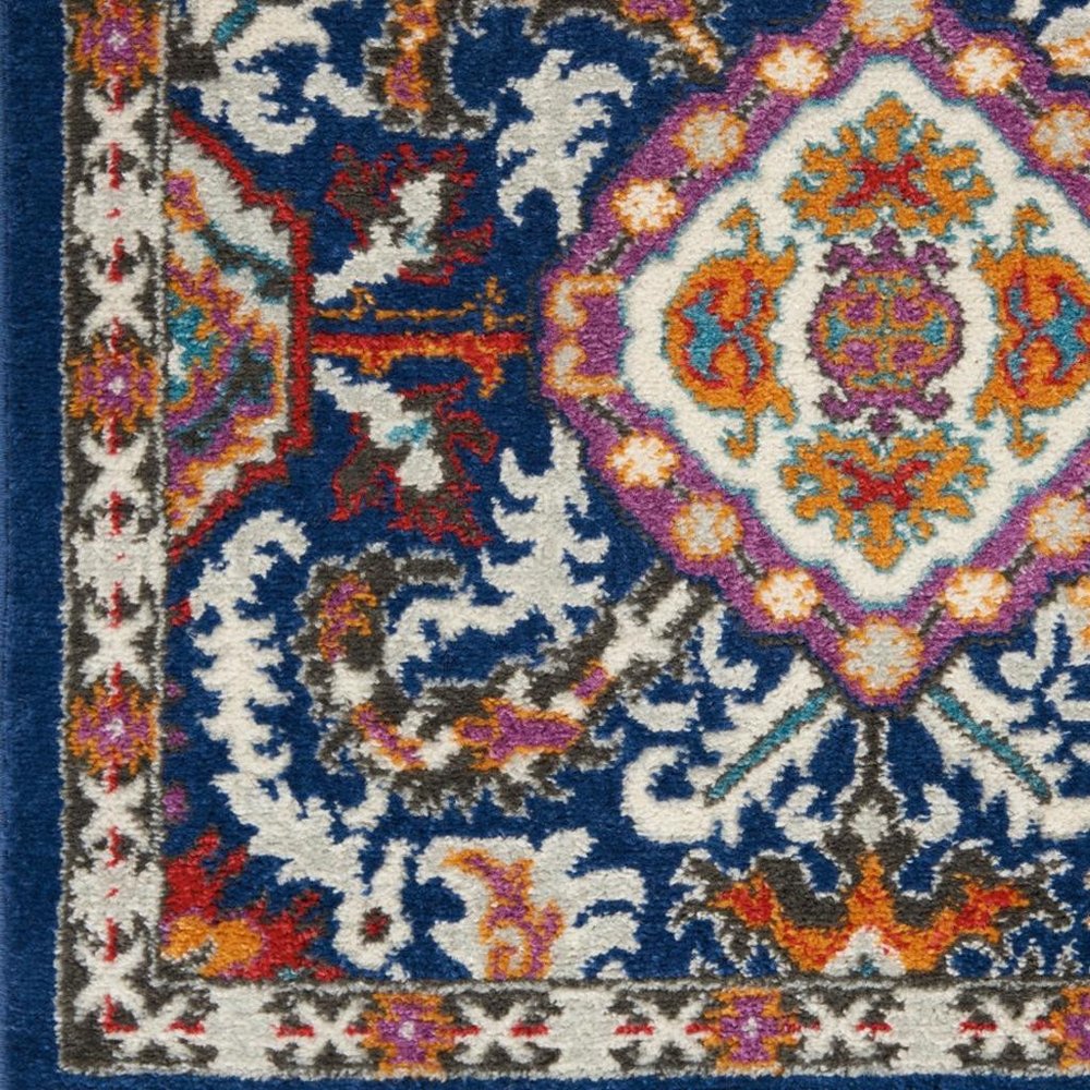 2' X 3' Blue And Ivory Oriental Area Rug