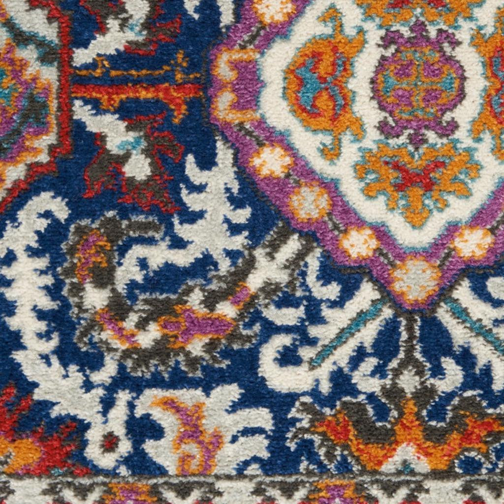 2' X 3' Blue And Ivory Oriental Area Rug