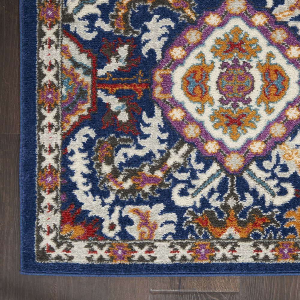 2' X 3' Blue And Ivory Oriental Area Rug