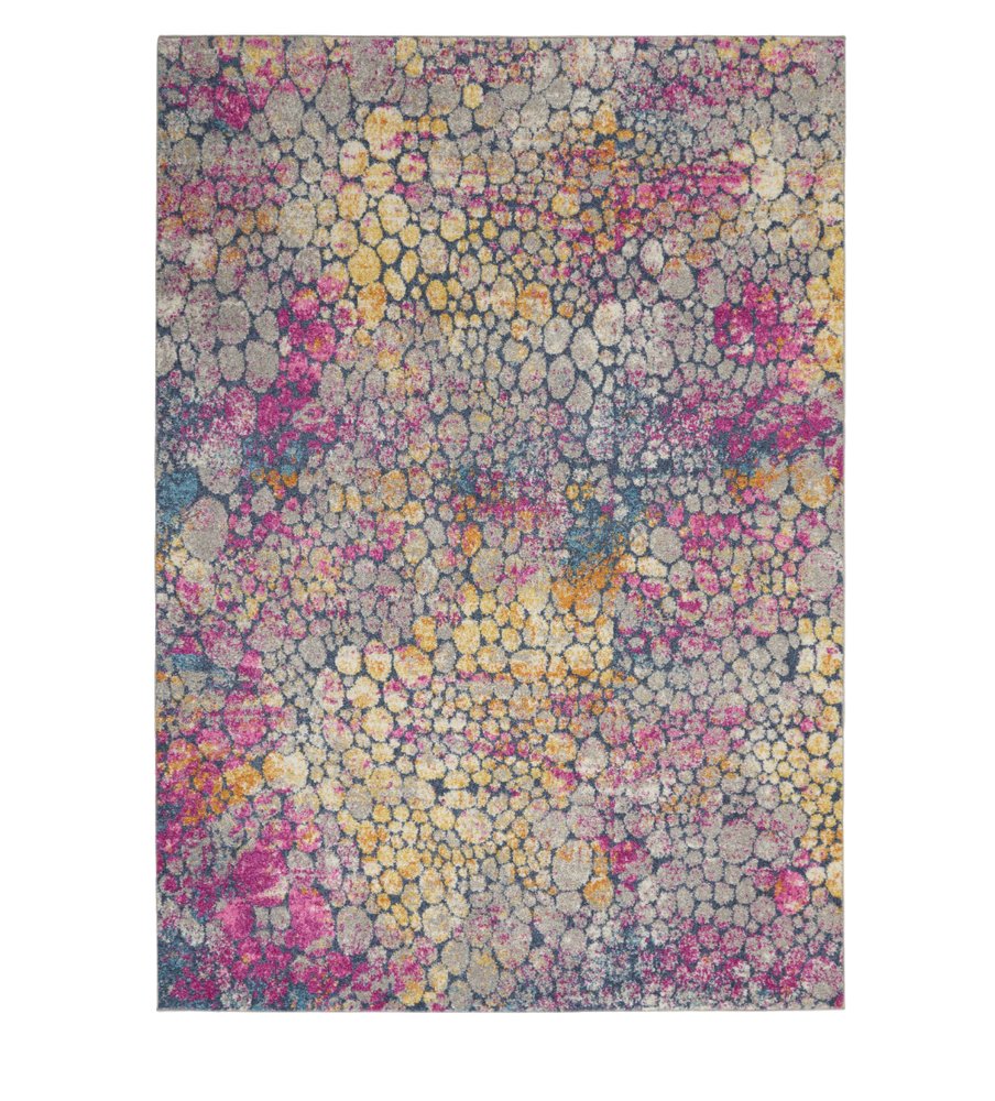 5' X 7' Yellow And Gray Abstract Area Rug