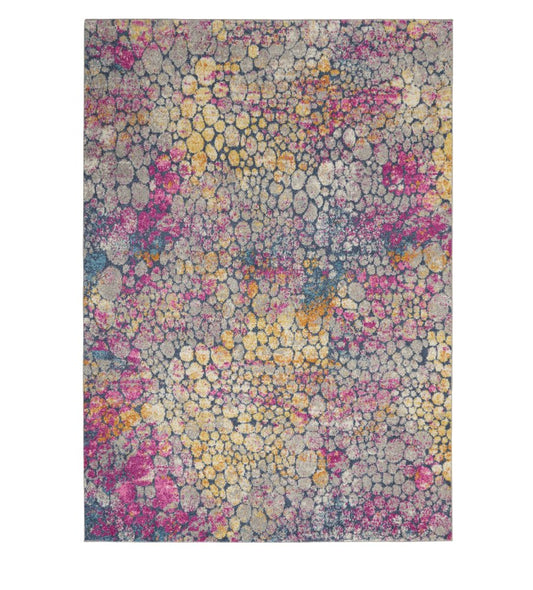 5' X 7' Yellow And Gray Abstract Area Rug